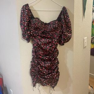 NWT FLL Melrose Floral Black and Pink Dress